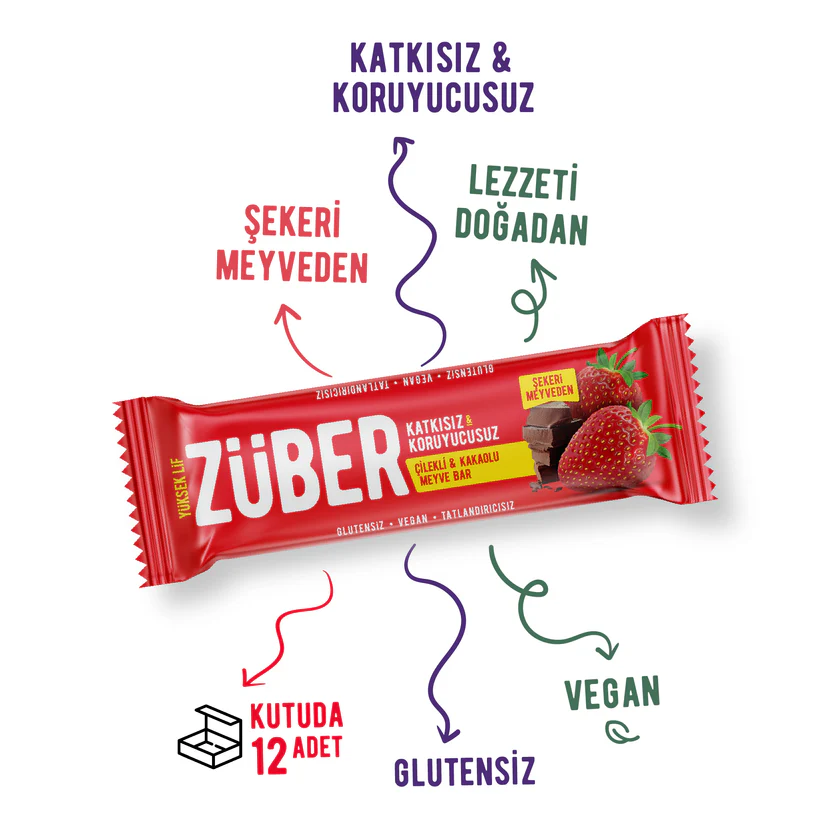 Züber Çilekli ve Kakaolu Meyve Bar 40g
