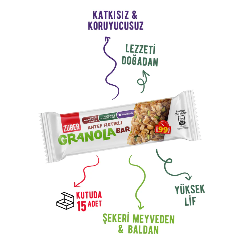Züber Antep Fıstıklı Granola Bar 25gr