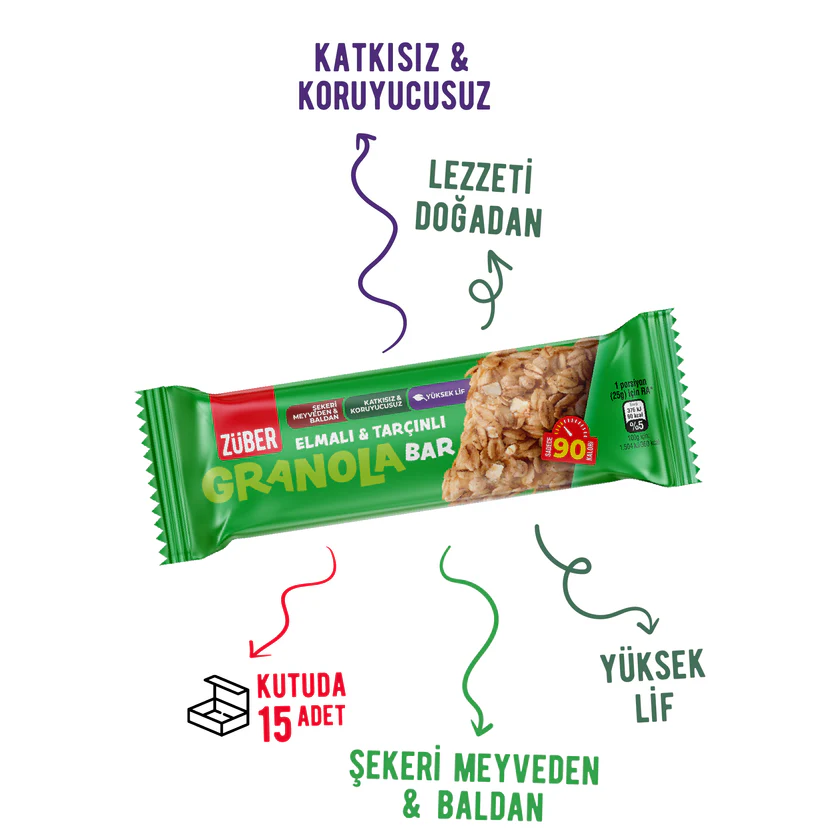 Züber Elmalı & Tarçınlı Granola Bar 25g