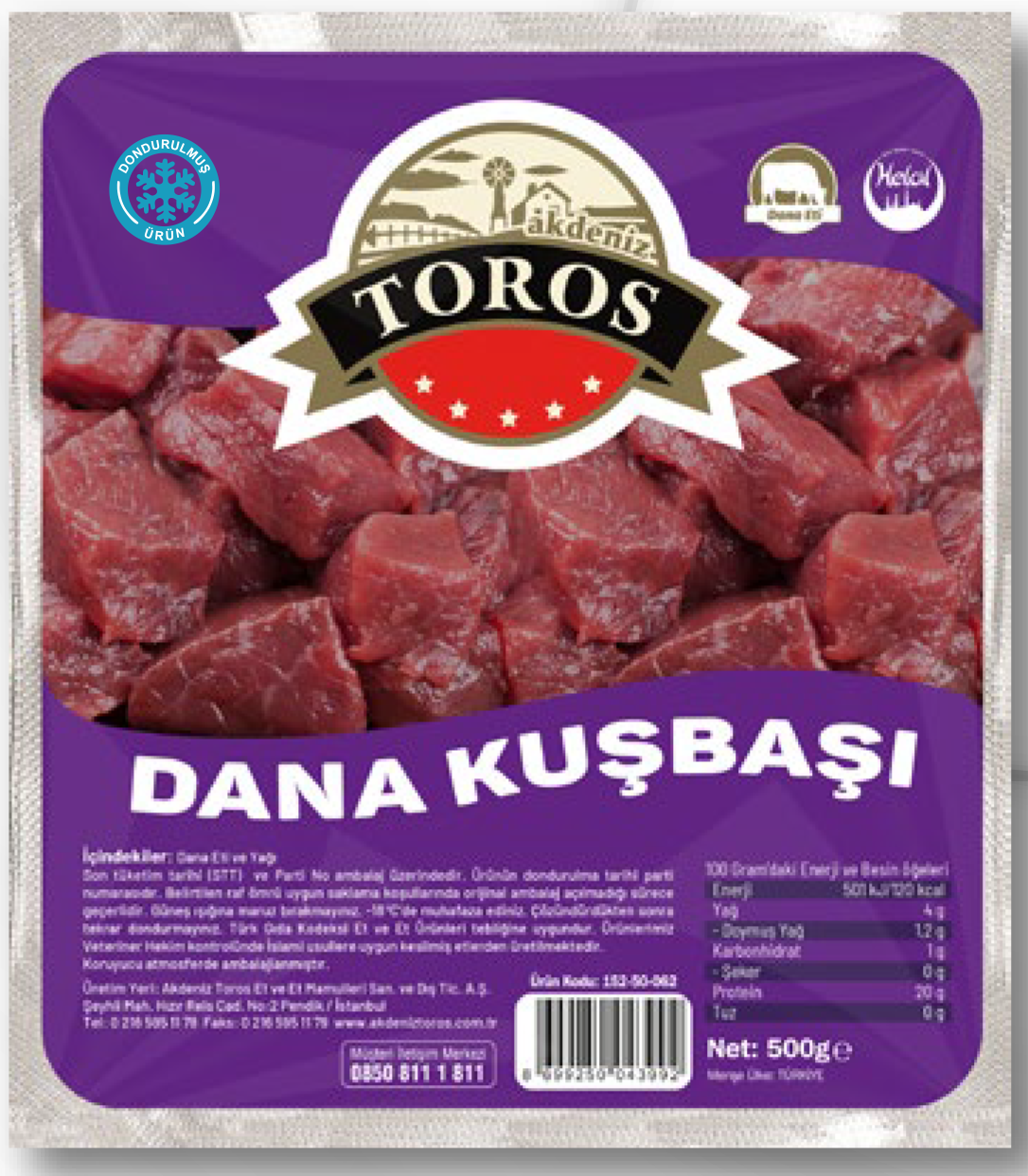 Akdeniz Toros Dana Kuşbaşı 500 Gr (Dondurulmuş)