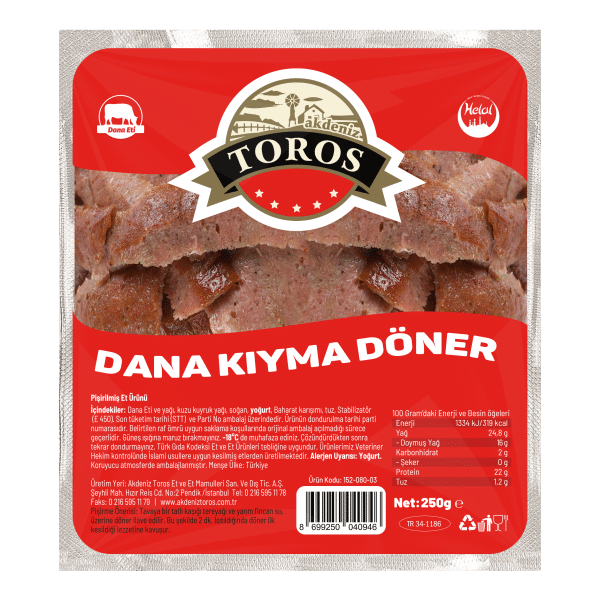 Akdeniz Toros Dana Kıyma (Pişmiş) Döner 250 Gr (Dondurulmuş)
